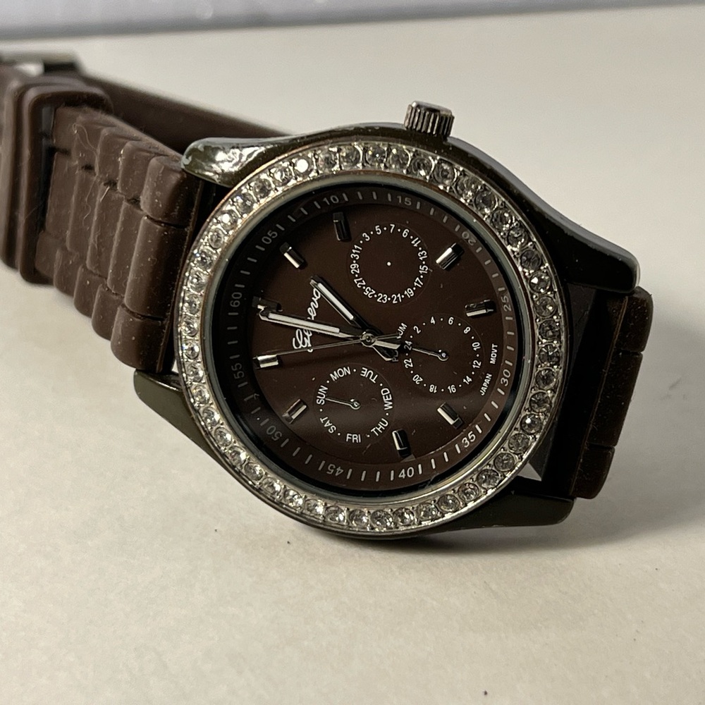 Geneva Women’s Brown Watch with Crystal Accents